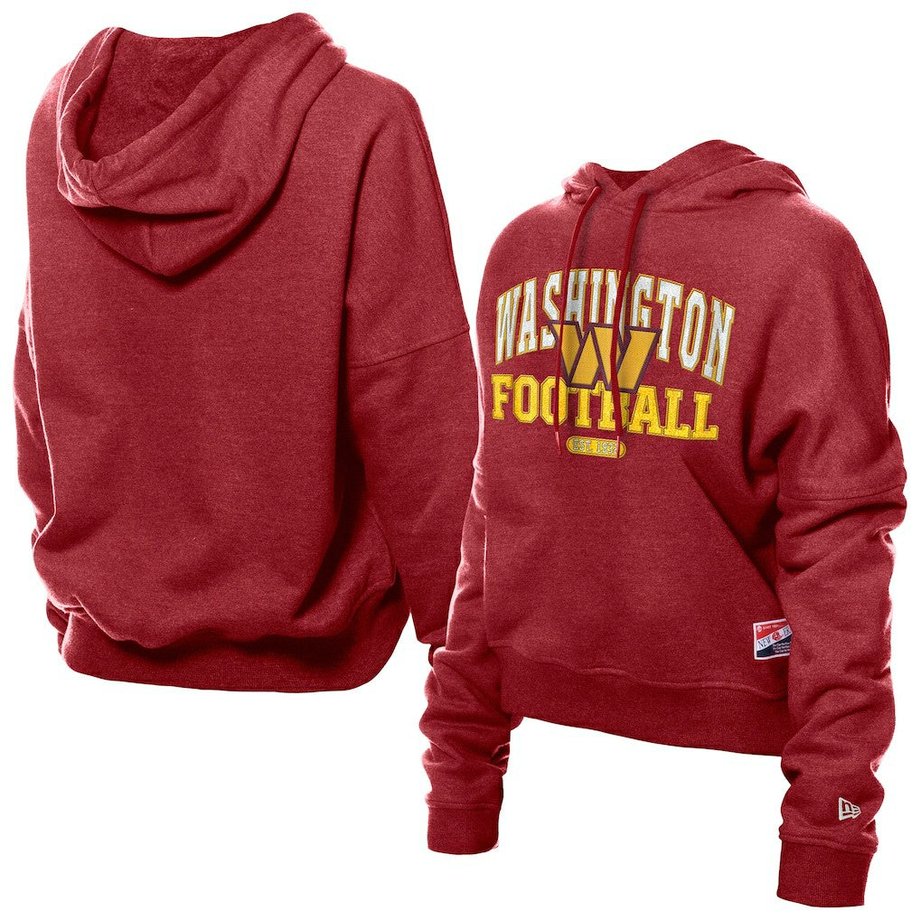 Washington Commanders New Era Women's Throwback Boxy Hoodie Sweatshirt Burgundy - NFL