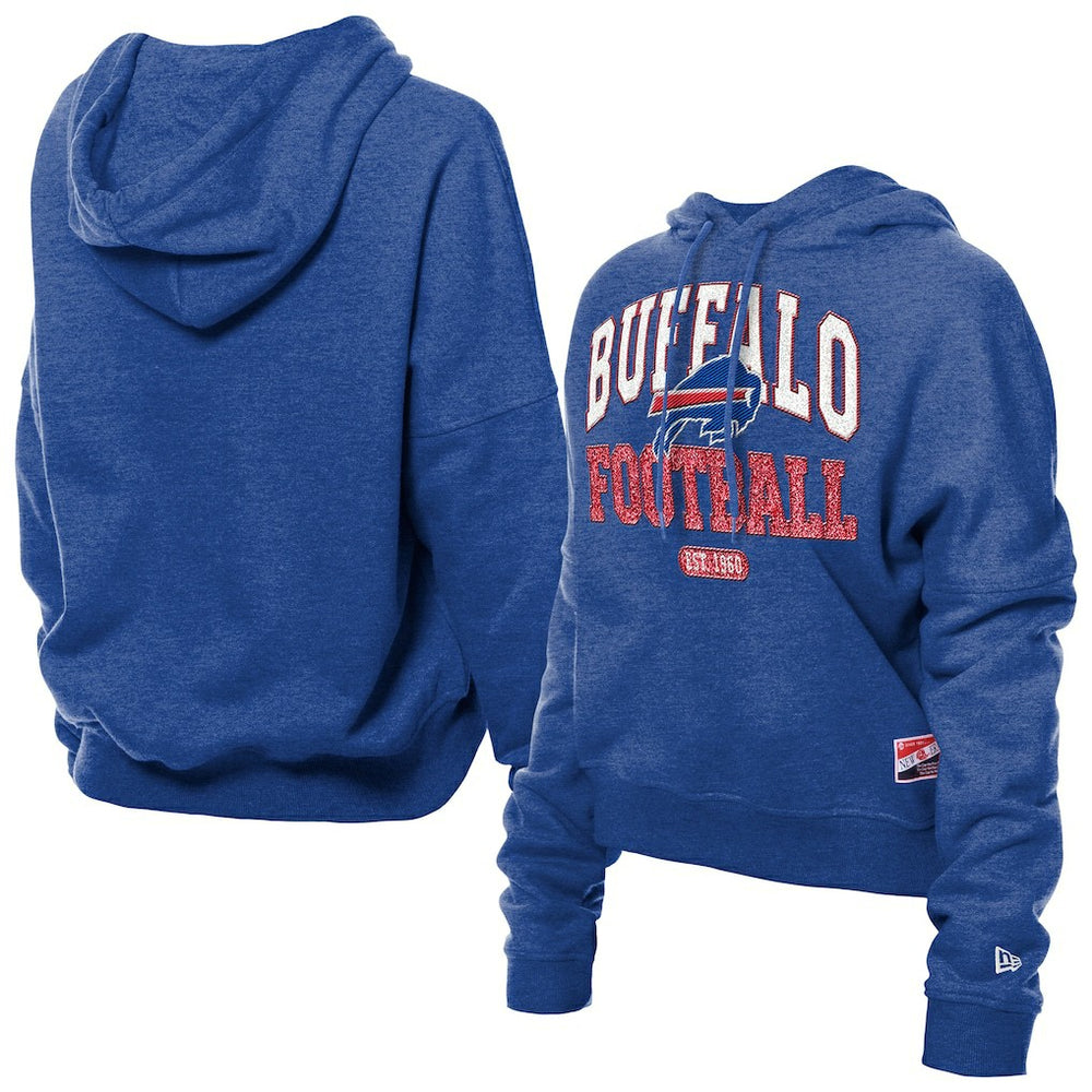 Buffalo Bills New Era Women's Throwback Boxy Hoodie Sweatshirt Royal - NFL