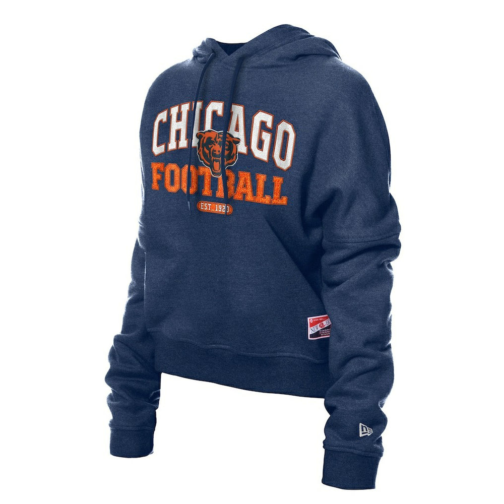 Chicago Bears New Era Women's Throwback Boxy Hoodie Sweatshirt Navy - NFL