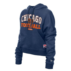 Chicago Bears New Era Women's Throwback Boxy Hoodie Sweatshirt Navy - NFL