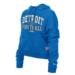 Detroit Lions New Era Women's Throwback Boxy Hoodie Sweatshirt Blue - NFL