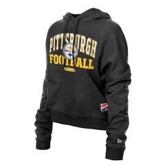 Pittsburgh Steelers New Era Women's Throwback Boxy Hoodie Sweatshirt Black - NFL