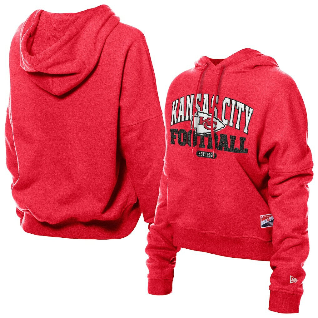 Kansas City Chiefs New Era Women's Throwback Boxy Hoodie Sweatshirt Red - NFL