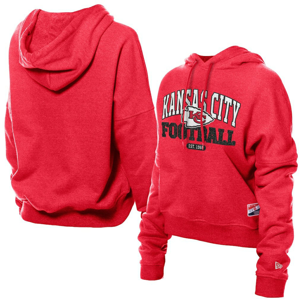 Kansas City Chiefs New Era Women's Throwback Boxy Hoodie Sweatshirt Red - NFL