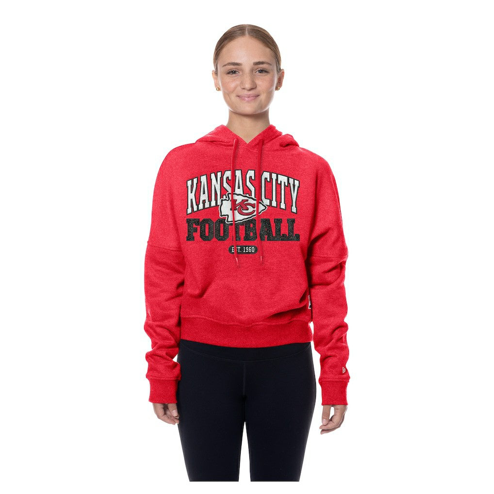 Kansas City Chiefs New Era Women's Throwback Boxy Hoodie Sweatshirt Red - NFL