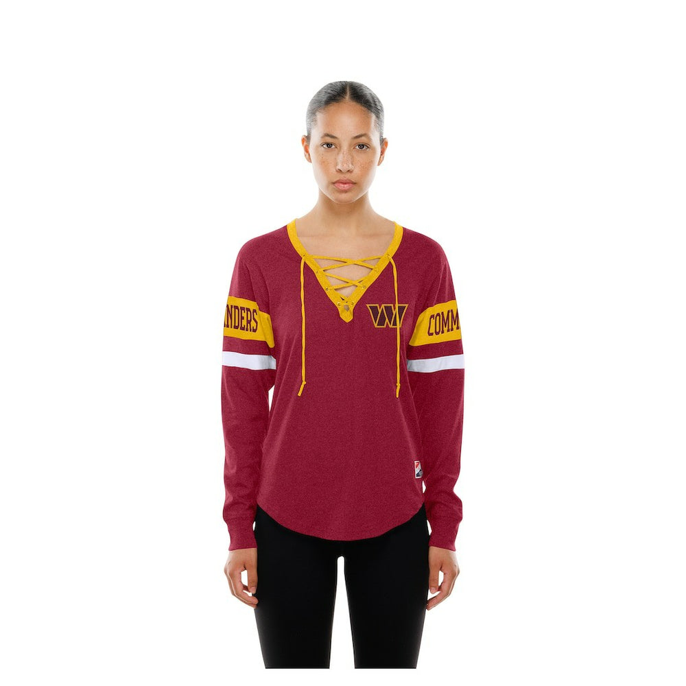 Washington Commanders New Era Women's Throwback Lace-Up Long-Sleeve T-Shirt Burgundy - NFL