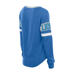 Detroit Lions New Era Women's Throwback Lace-Up Long-Sleeve T-Shirt Blue - NFL