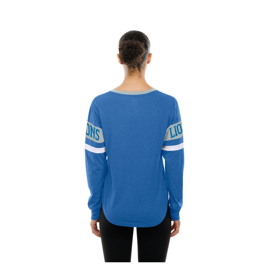 Detroit Lions New Era Women's Throwback Lace-Up Long-Sleeve T-Shirt Blue - NFL