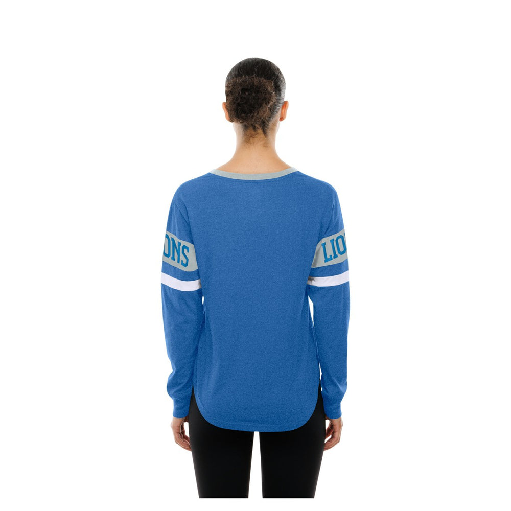 Detroit Lions New Era Women's Throwback Lace-Up Long-Sleeve T-Shirt Blue - NFL