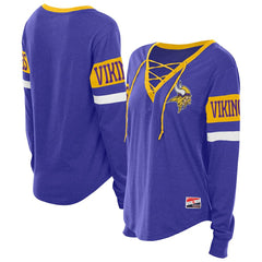 Minnesota Vikings New Era Women's Throwback Lace-Up Long-Sleeve T-Shirt Purple - NFL