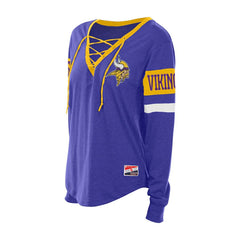 Minnesota Vikings New Era Women's Throwback Lace-Up Long-Sleeve T-Shirt Purple - NFL