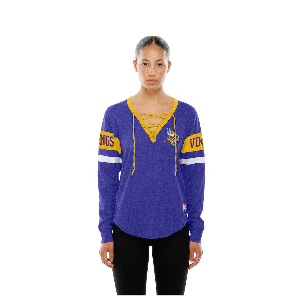 Minnesota Vikings New Era Women's Throwback Lace-Up Long-Sleeve T-Shirt Purple - NFL
