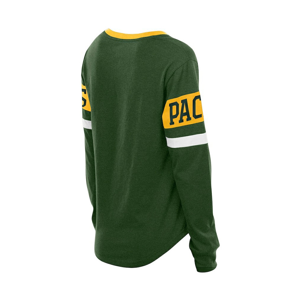 Green Bay Packers New Era Women's Throwback Lace-Up Long-Sleeve T-Shirt Green - NFL