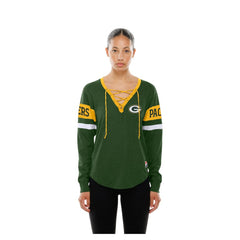 Green Bay Packers New Era Women's Throwback Lace-Up Long-Sleeve T-Shirt Green - NFL