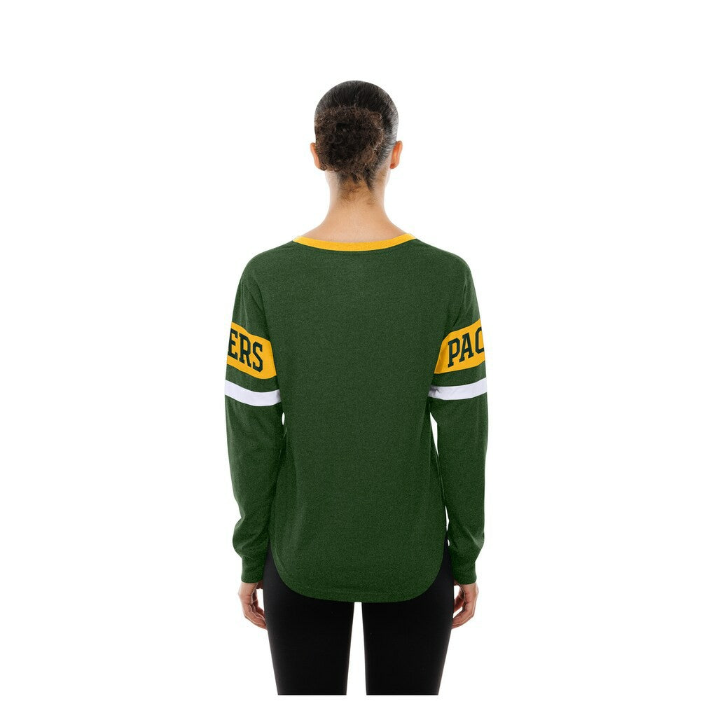 Green Bay Packers New Era Women's Throwback Lace-Up Long-Sleeve T-Shirt Green - NFL