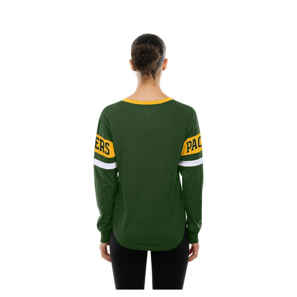 Green Bay Packers New Era Women's Throwback Lace-Up Long-Sleeve T-Shirt Green - NFL