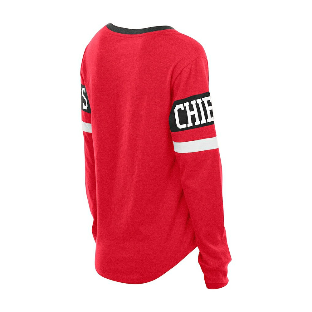 Kansas City Chiefs New Era Women's Throwback Lace-Up Long-Sleeve T-Shirt Red - NFL
