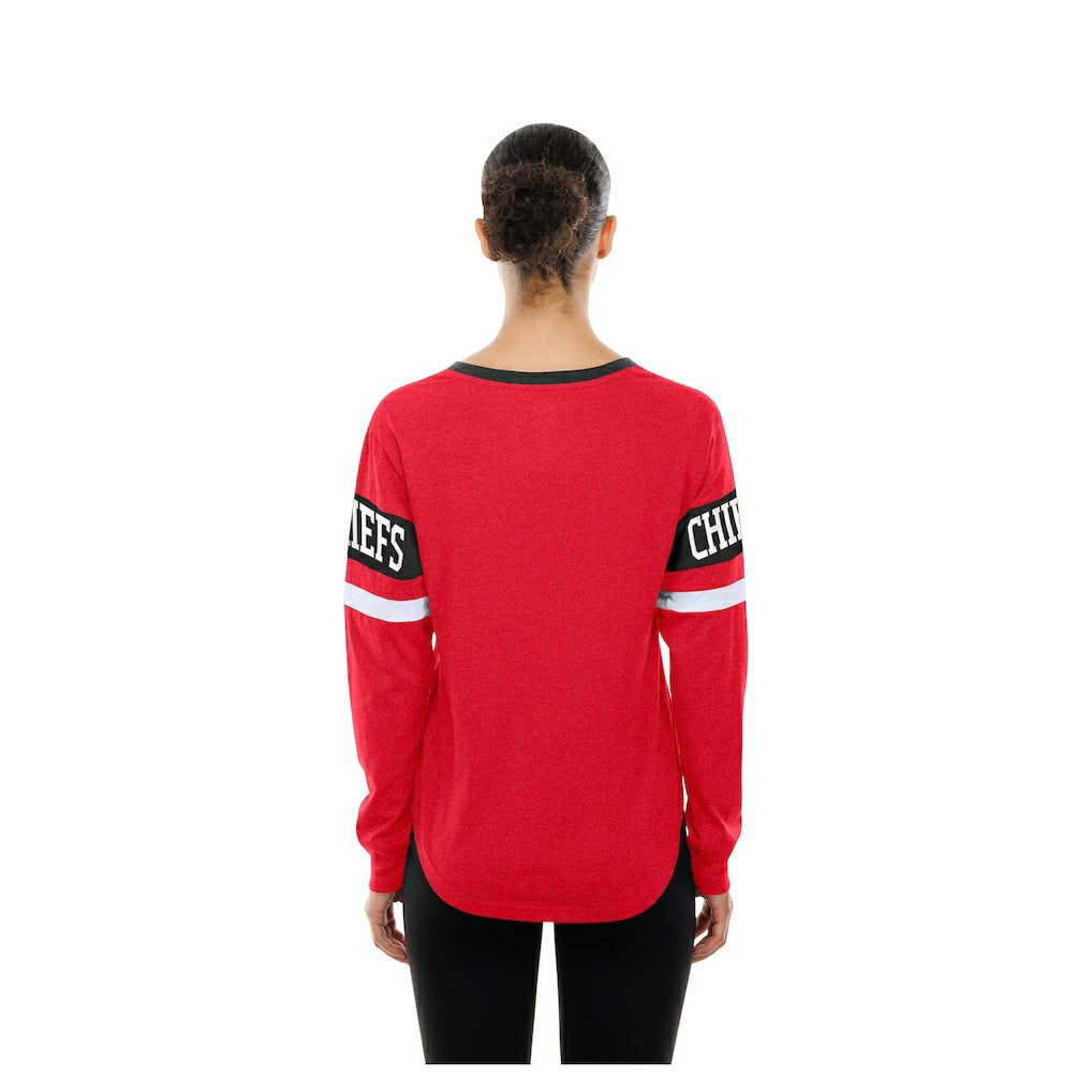 Kansas City Chiefs New Era Women's Throwback Lace-Up Long-Sleeve T-Shirt Red - NFL