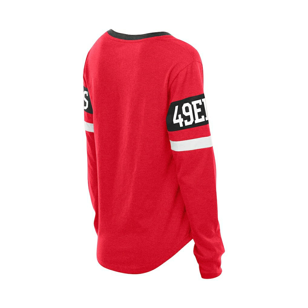 San Francisco 49ers New Era Women's Throwback Lace-Up Long-Sleeve T-Shirt Scarlet - NFL