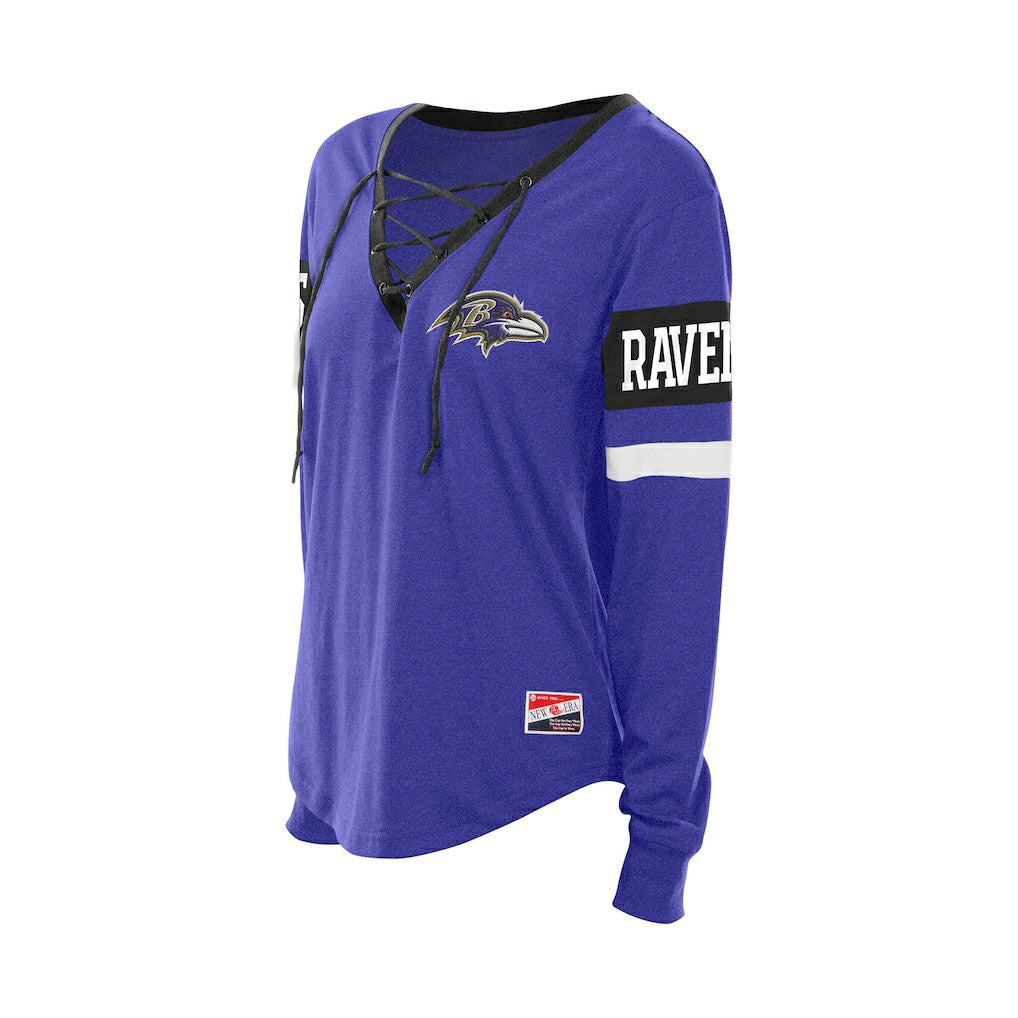 Baltimore Ravens New Era Women's Throwback Lace-Up Long-Sleeve T-Shirt Purple - NFL
