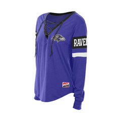 Baltimore Ravens New Era Women's Throwback Lace-Up Long-Sleeve T-Shirt Purple - NFL