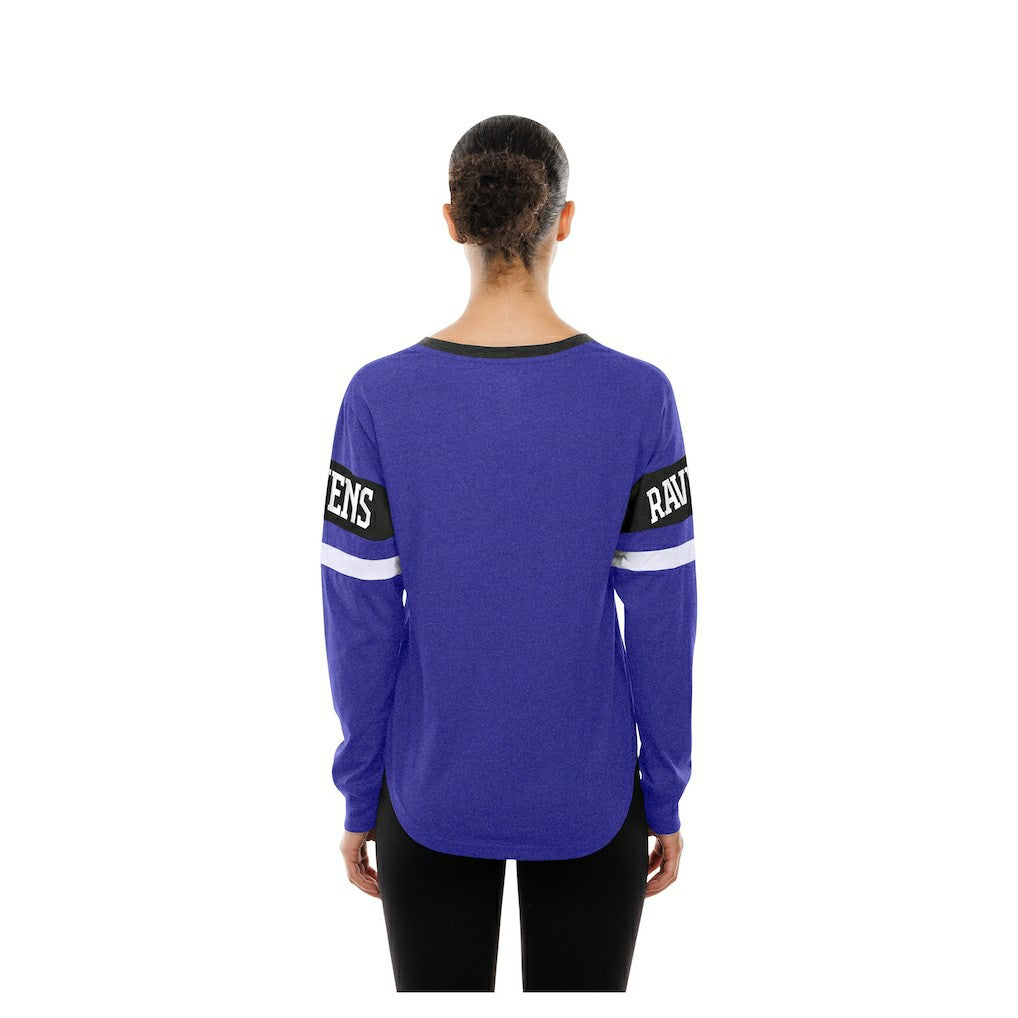 Baltimore Ravens New Era Women's Throwback Lace-Up Long-Sleeve T-Shirt Purple - NFL