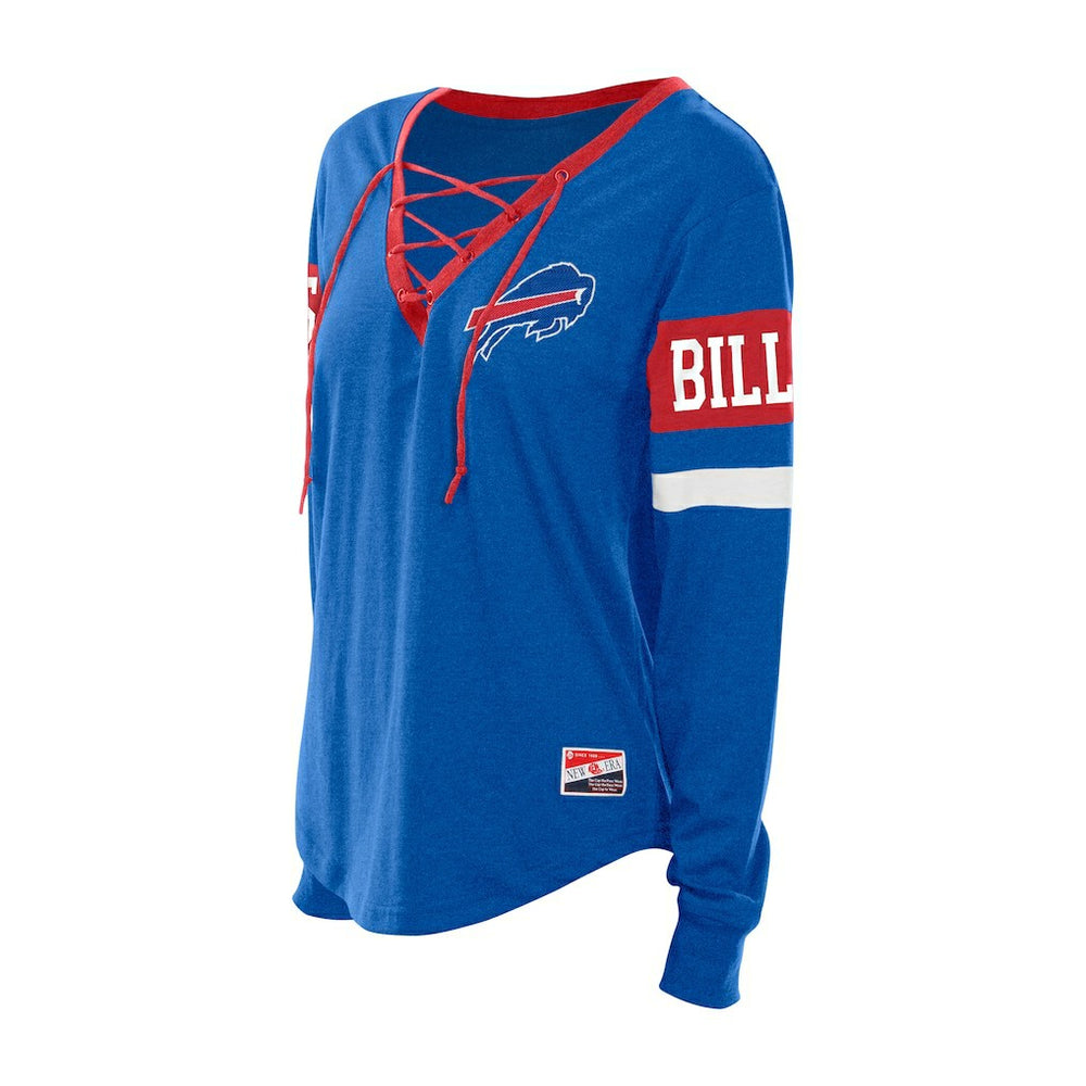 Buffalo Bills New Era Women's Throwback Lace-Up Long-Sleeve T-Shirt Royal - NFL