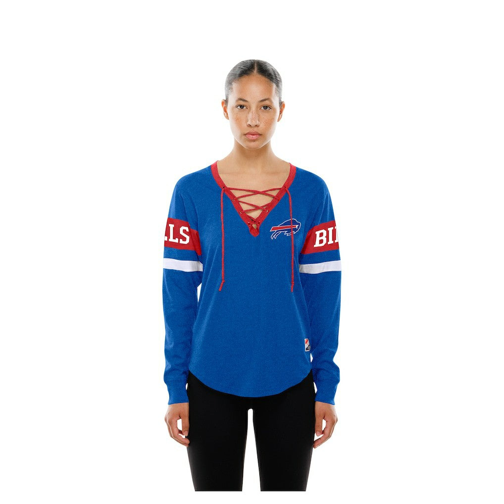 Buffalo Bills New Era Women's Throwback Lace-Up Long-Sleeve T-Shirt Royal - NFL
