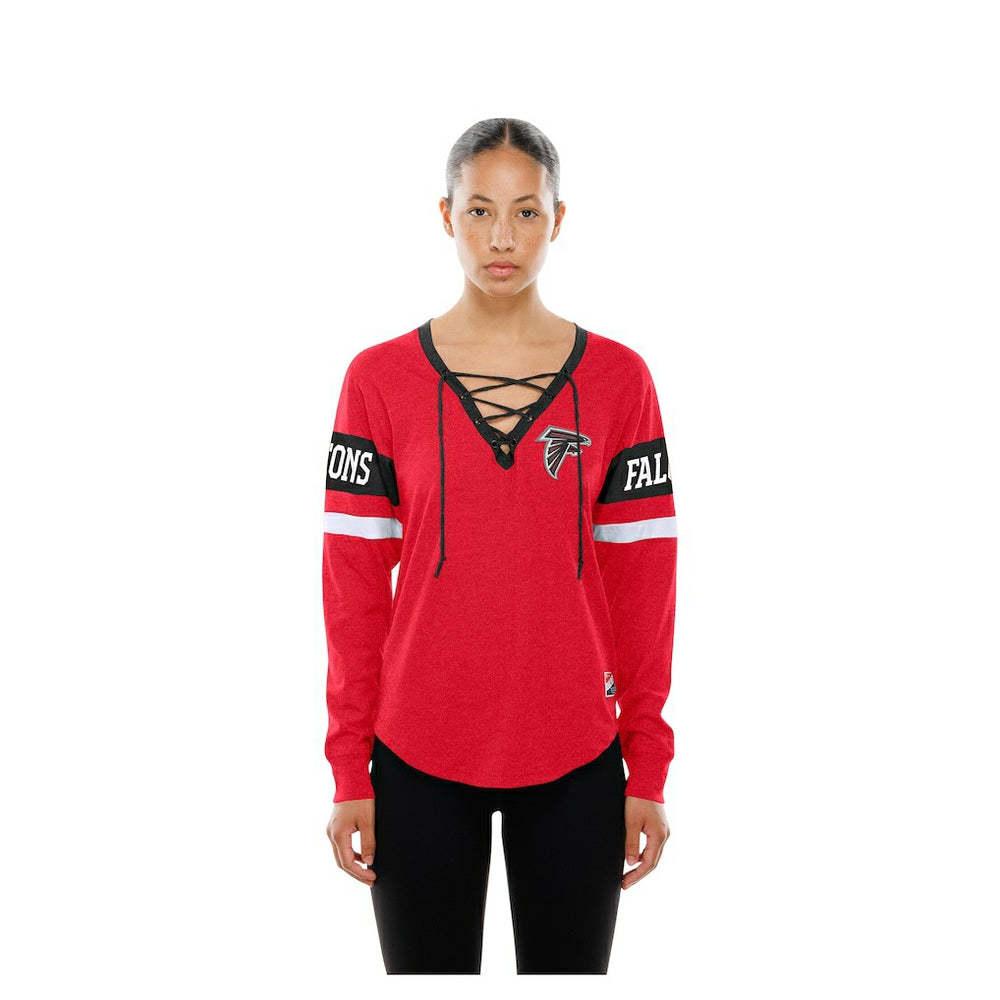 Atlanta Falcons New Era Women's Throwback Lace-Up Long-Sleeve T-Shirt Red - NFL