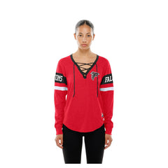 Atlanta Falcons New Era Women's Throwback Lace-Up Long-Sleeve T-Shirt Red - NFL