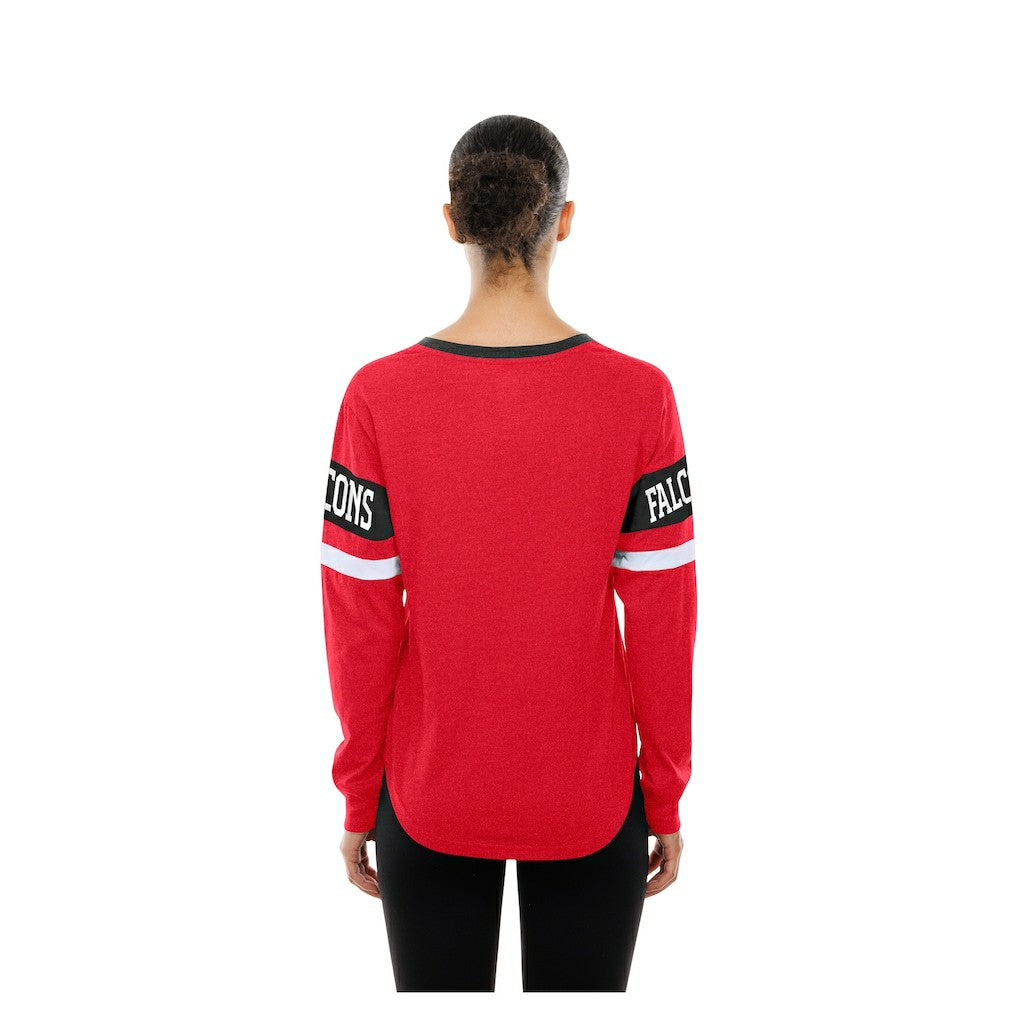 Atlanta Falcons New Era Women's Throwback Lace-Up Long-Sleeve T-Shirt Red - NFL