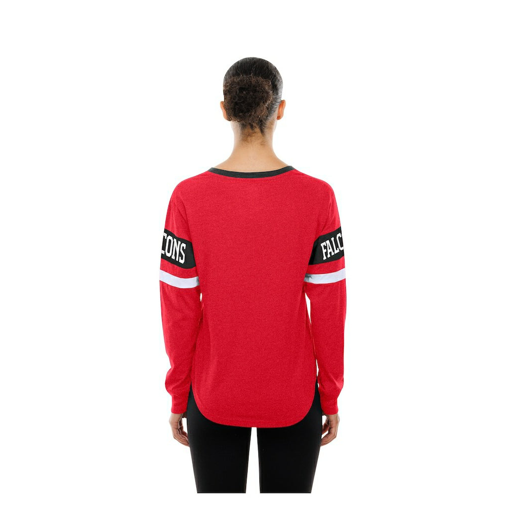Atlanta Falcons New Era Women's Throwback Lace-Up Long-Sleeve T-Shirt Red - NFL
