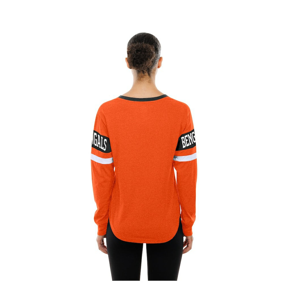 Cincinnati Bengals New Era Women's Throwback Lace-Up Long-Sleeve T-Shirt Orange - NFL