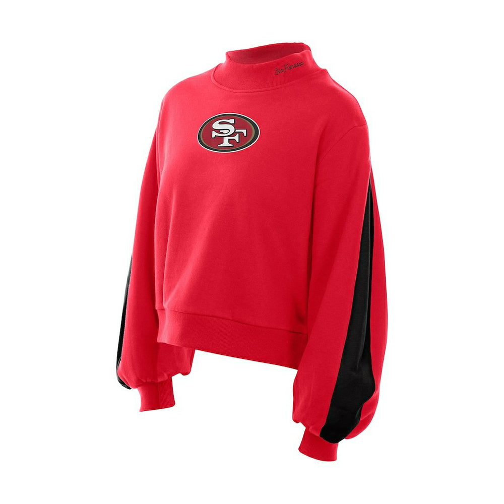 San Francisco 49ers New Era Women's Sport Night Mock Neck Balloon Sleeve Pullover Sweatshirt Scarlet - NFL