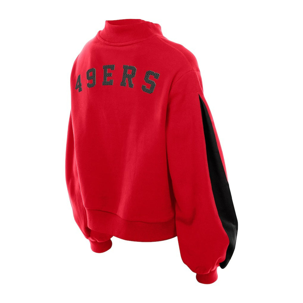 San Francisco 49ers New Era Women's Sport Night Mock Neck Balloon Sleeve Pullover Sweatshirt Scarlet - NFL