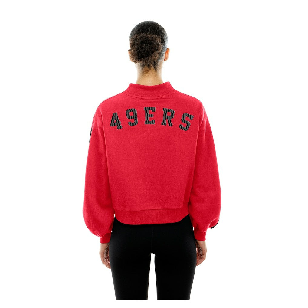 San Francisco 49ers New Era Women's Sport Night Mock Neck Balloon Sleeve Pullover Sweatshirt Scarlet - NFL