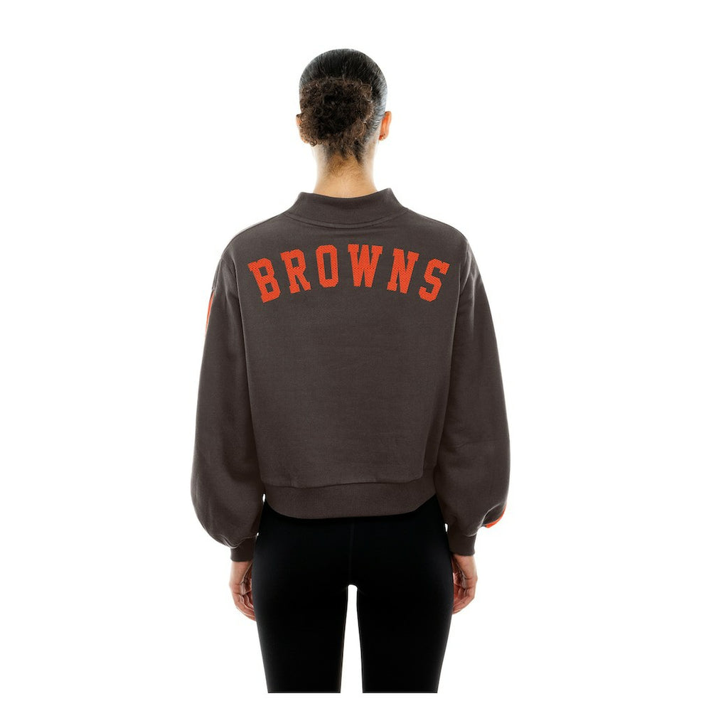 Cleveland Browns New Era Women's Sport Night Mock Neck Balloon Sleeve Pullover Sweatshirt Brown - NFL