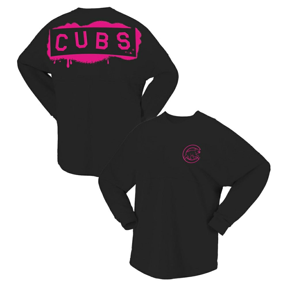 Chicago Cubs Fanatics Women's Neon Jersey Long Sleeve T-Shirt Clearance