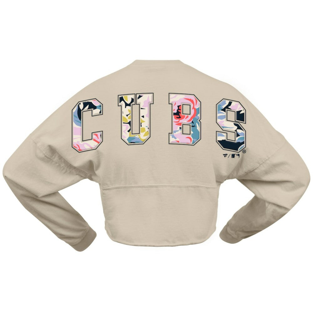 Chicago Cubs Fanatics Women's Floral Preppy Cropped Long Sleeve T-Shirt Near Me