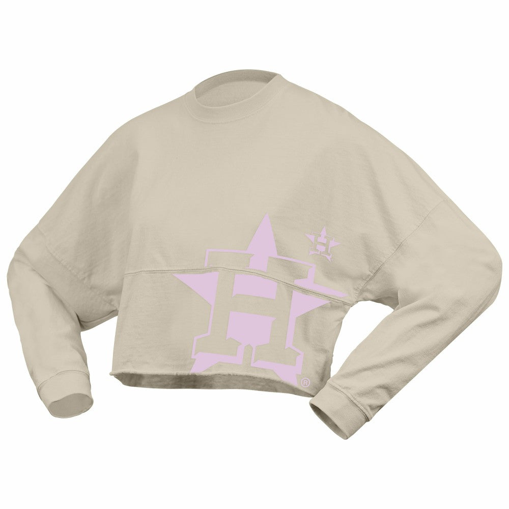 Houston Astros Fanatics Women's Floral Preppy Cropped Long Sleeve T-Shirt Near Me