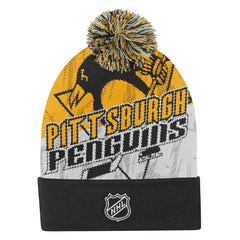 Pittsburgh Penguins Outerstuff Youth New Edge Cuffed Knit Hat with Pom Black