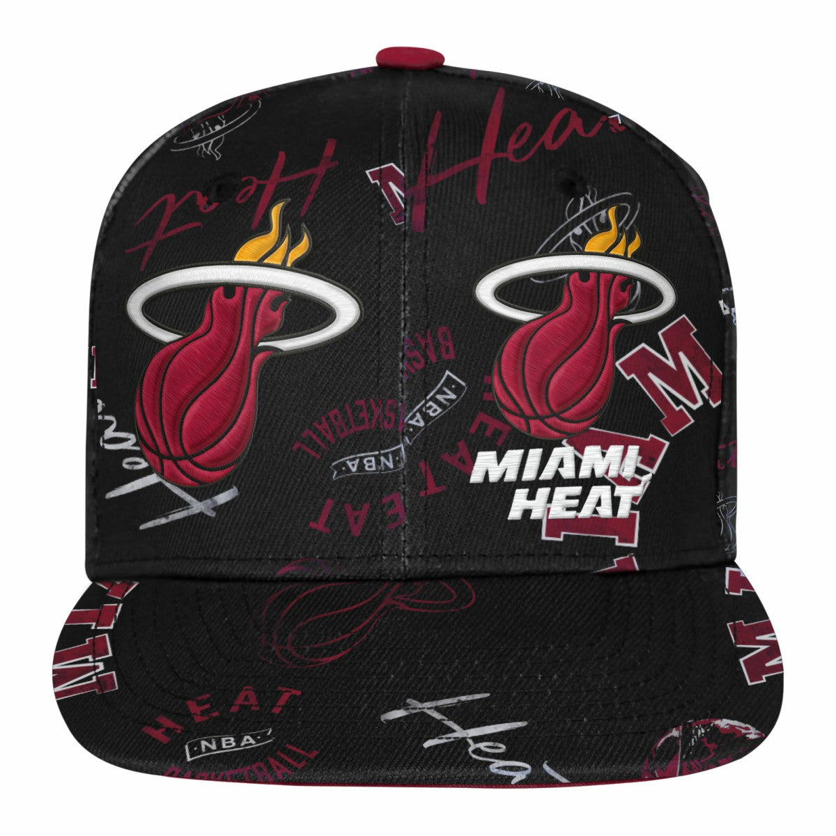 NBA - Miami Heat Outerstuff Youth Street Hooper Allover Print Snapback Hat - Black