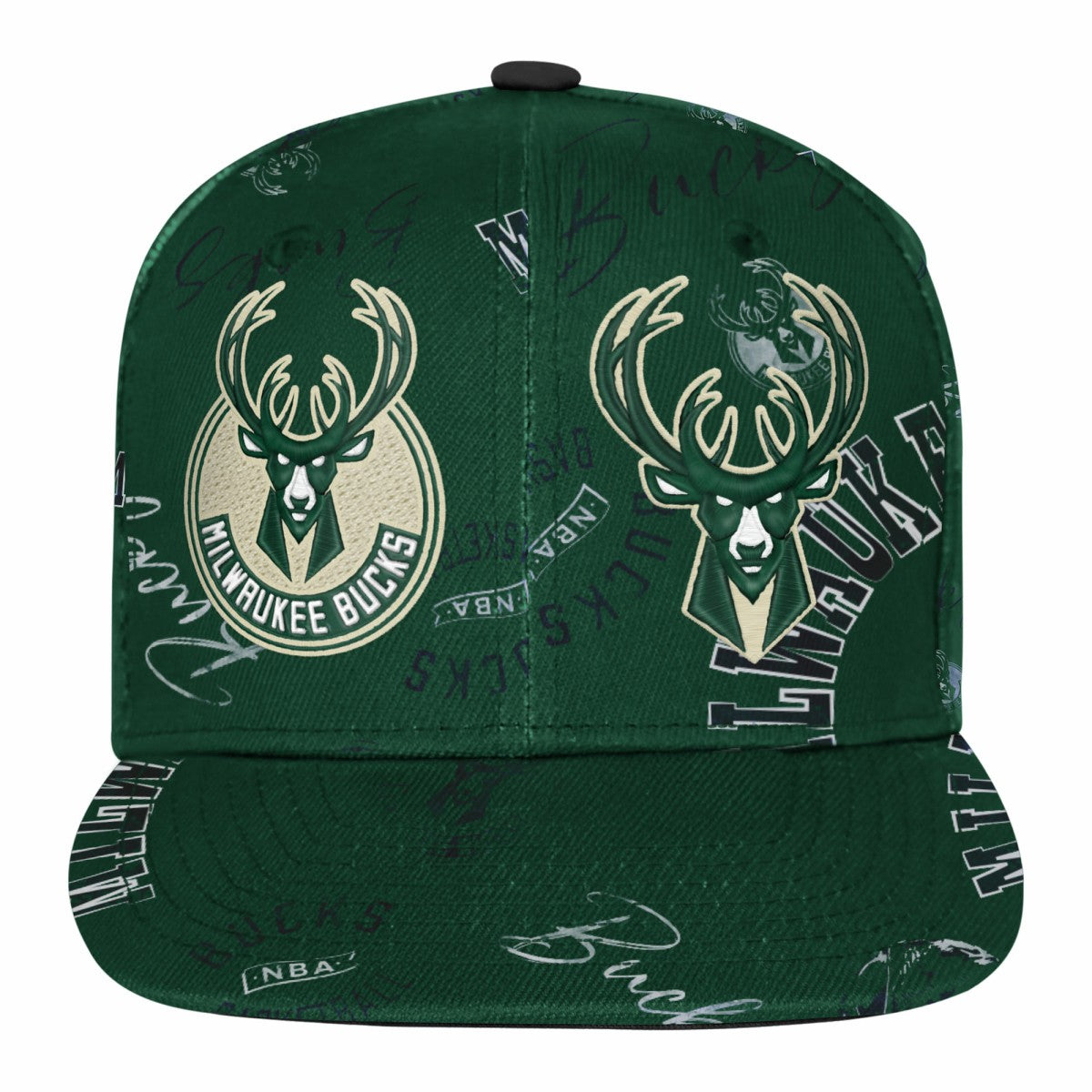 NBA - Milwaukee Bucks Outerstuff Youth Street Hooper Allover Print Snapback Hat - Hunter Green