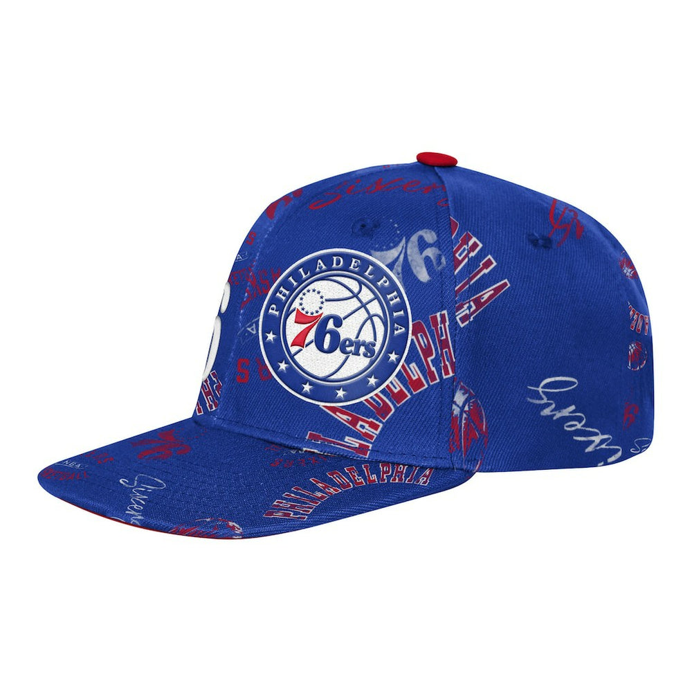 NBA - Philadelphia 76ers Outerstuff Youth Street Hooper Allover Print Snapback Hat - Royal