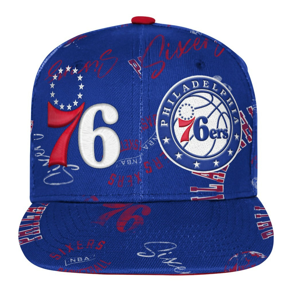 NBA - Philadelphia 76ers Outerstuff Youth Street Hooper Allover Print Snapback Hat - Royal