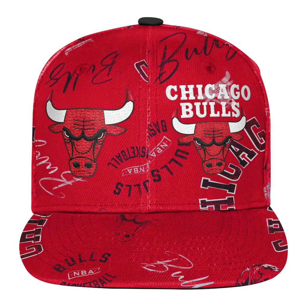 NBA - Chicago Bulls Outerstuff Youth Street Hooper Allover Print Snapback Hat - Red