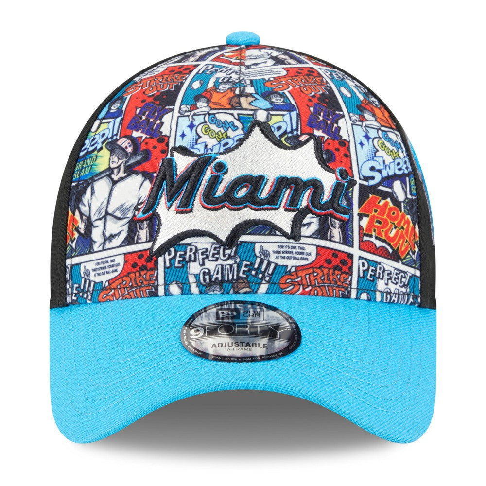 Miami Marlins New Era Youth 2025 MLB Diamond Hero Edition A-Frame 9FORTY Adjustable Hat for sale