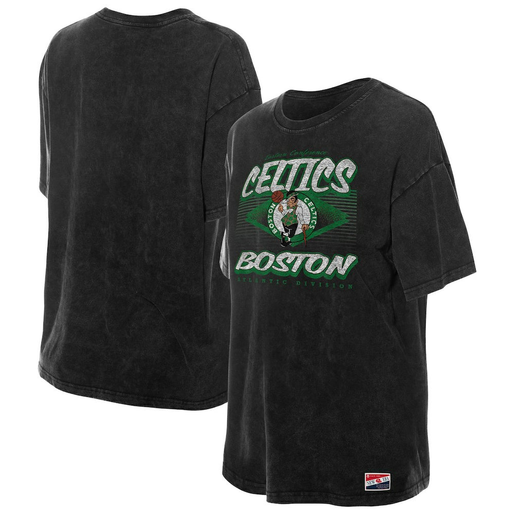 New Era - Boston Celtics Women's Throwback Mineral Wash Oversized T-Shirt - Black