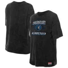 New Era - Minnesota Timberwolves Women's Throwback Mineral Wash Oversized T-Shirt - Black