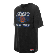 New Era - New York Knicks Women's Throwback Mineral Wash Oversized T-Shirt - Black